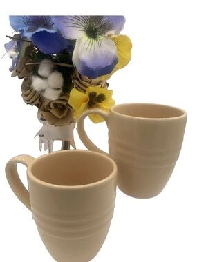 2pcs Pier 1 New Essentials Butter Yellow Glaze Coffee Mugs 10oz Discontinued